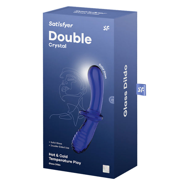 Double Crystal Glass Dildo - Blue